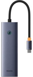 Baseus UltraJoy 6 az 1-ben USB-C Hub, HDMI 4K@30Hz, 3xUSB 3.0, PD, RJ45 (szürke)