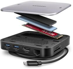AXAGON HMC-UFO USB-C Hub M. 2 SATA/NVMe 1 Gbit/s Ethernet 384 kHz Audio Wired USB 3.2 Gen 2 (3.1 Gen 2) Type-C Black (ZUUS-726)