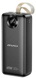 Awei pa-34 vésztöltő usb+2 type-c aljzat, 30000mah, 65w, gyorstöltő, led kijelző, fekete (PA-34)
