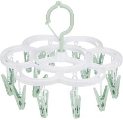 Flippy függő ruhaszárító, 16 kampóval, 360 fokos elforgatással, műanyag, könnyen tárolható, többfunkciós, 26 x 21 cm, zöld (125674) Ruhaszárító