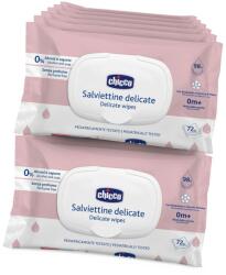 Chicco érzékeny bőrre készült nedves törlőkendő csomag, Kupakos kiszerelésben, Alkohol- és szappanmentes, 0 hónap+, 12 csomag x 72 db (1205060PK12-7)