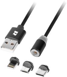 Rebel 3in1 Mágneses kábel, USB/USB-C, 100 cm, Fekete (exigen_5901890057943)