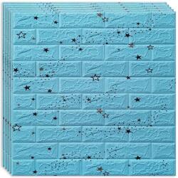 MACVI 30 db-os öntapadós 3D tapéta készlet, kívül puha habszivacs, modern kialakítás bármilyen helyre alkalmas, vízálló, 70x77 méret, Macvi, Blue Stars Brick Modell (30xTapet-53)