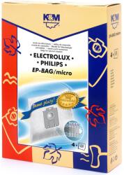 K&M Electrolux-Philips univerzális porszívózsák (S-Bag), szintetikus, 4 darab (DUSTBAG-EP-SYN-K&M)