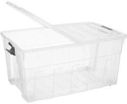Welora Tárolódoboz, Welora, fedéllel és kerekekkel összecsukható, műanyag, űrtartalom 120L, átlátszó (JM1223522)