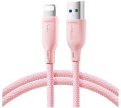 JOYROOM adatkábel, usb - lightning, 3a, gyorstöltő, 100cm, cipőfüző, rózsaszín, kompatibilis: Apple IPAD 2 / iPhone 5 / iPhone 5S (SA34-AL3PINK)