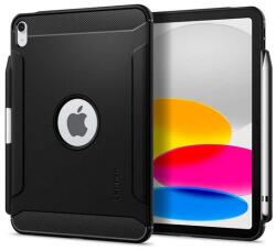 Spigen rugged armor szilikon tabletvédő, ütésállóság, légpárnás sarok, karbon minta, ceruza tartó, fekete, kompatibilis: Apple IPAD 11, 2025, / IPAD 10.9, 2022 (ACS05552)