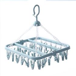 Flippy ruhaszárító, 32 kapcsos, Műanyag, Összecsukható, 360 fokban elforgatható, 32x32 cm, Kék (125269) Ruhaszárító