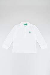 Benetton United Colors of Benetton, Galléros pamut pikéfelső, Fehér, 104 CM (3089G3009-101-XXS)
