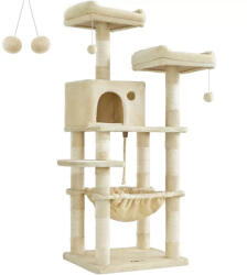 FEANDREA Macska kaparófa, cicaházzal, plüss pihenőhelyekkel, bézs 143x55x45cm (PCT15BE) - mono-shop