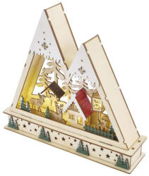 EMOS DCWW39, LED-es fa karácsonyi tájkép, 23, 5 cm, 2x AA, beltéri, meleg fehér, időzítő (DCWW39)