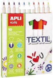 APLI "Kids Textil" Textilmarker, 2, 9 mm, 10 különböző szín (LCA18220)