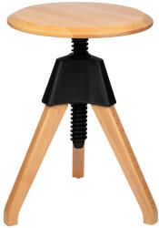 King Home Jerry Állítható Magasságú Bükkfa Zsámoly Fekete Polipropilén Csatlakozóval (KHM-PW-017.CZARNY)