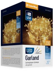 ColorWay Beltéri LED Fényfüzér 20M - Melegfehér