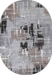 Mira Covor Oval Mira 24037-123, Marime 80 x 150 cm, Gri, Maro, Inaltime Fir 6 mm, Antialergic, Polipropilena, Living, Dormitor, Sufragerie, Birou Covor