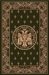 LOTOS Covor Bisericesc Lotos 15032-310, Imprimeu cu Vultur Bicefal, Marime 80 x 150 cm, Verde, Inaltime Fir 8 mm, Antialergic, Polipropilena, Manastire, Biserica, Altar, Naos, Pronaos, Capela, Chilie Covor