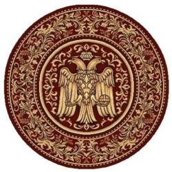 LOTOS Covor Rotund Bisericesc Lotos 15032-210, Imprimeu Vultur Bicefal, Marime 150 x 150 cm, Grena, Inaltime Fir 8 mm, Grosime 9 mm, Antialergic, Polipropilena, Altar, Naos, Pronaos, Amvon, Capela, M Covor