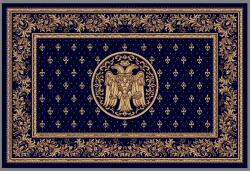 LOTOS Covor Bisericesc Lotos 15077-810, Imprimeu cu Vultur Bicefal, Marime 300 x 400 cm, Albastru, Inaltime Fir 8 mm, Antialergic, Polipropilena, Manastire, Biserica, Altar, Naos, Pronaos, Capela Covor