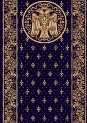 LOTOS Traversa Bisericeasca Lotos 15032-810, Imprimeu cu Vultur Bicefal, Latime 1.2m, Marime 120 x 2000 cm, Albastru, Inaltime Fir 8 mm, Festonata Surfilata Tivita, Antialergica, Polipropilena, Manastir Covor