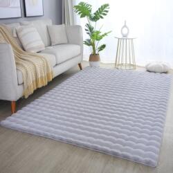 LOP Covor Premium Belgian Model Blanita LOP 076, Efect 3D, Imitatie Blana Iepure, Marime 80 x 150 cm, Gri, Inaltime Fir 23 mm, Antiderapant, Antialergic, Poliester, Living, Dormitor, Sufragerie, Birou (CO Covor
