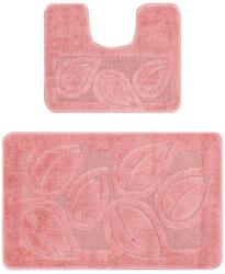 Flora Set 2 Covorase Baie Flora 2580, Marimi 60 x 100 50 x 60 cm, Roz, Inaltime Fir 0, Antiderapant, Antialergic, Polipropilena Covor