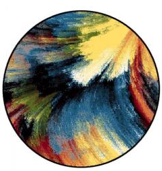 Kolibri Covor Rotund Camera Copii Brush 11017-180, Marime 80 x 80 cm, Multicolor, Inaltime Fir 9 mm, Antialergic, Polipropilena, Gradinita, Cresa, Loc de Joaca Covor