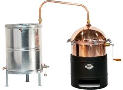 DES pálinkafőző 35 L keverővel, bilincses zárással, horganyzott, spirálcsöves 50 L-es hűtővel - pepita