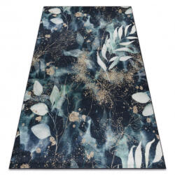 My carpet company kft My Carpet Company Andre 1336 Mosható Levelek Csúszásgátló Fekete/Türkiz 120x170 cm Szőnyeg