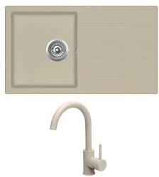 Evido Easy 45S gránit mosogató, 760 x 440 mm, bézs + EVIDO LANA csaptelep, bézs (105980SET) - konyhanet