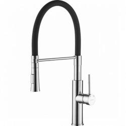Laveo SHIRE Konyhai álló csaptelep rugalmas U alakú tömlővel, Szín: króm/fekete, BQH_778D (BQH_778D)