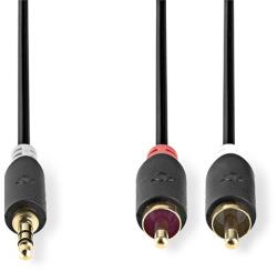 Nedis CABW22200AT05 sztereo audió kábel 3, 5mm sztereo jack - 2x RCA, Aranyozott, 0, 5 m (CABW22200AT05)
