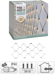  320 LED-es Kültéri-Beltéri Hálózati Adapteres Fényháló - Zöld Vezetékes, Meleg Fehér, 300x150 cm