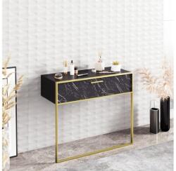 Asir Fali konzolasztal POLKA 76, 8x90 cm arany/fekete 875ZNA3509 (AS0895)