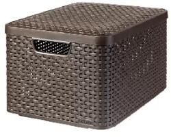 Keter Curver: Rattan hatású kosár tetővel, 30l, sötétbarna, CURVER "Style L (205861)