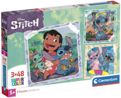Clementoni Детски пъзел Clementoni - Lilo & Stitch, 3 x 48 части (25321)