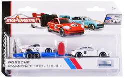 Majorette Porsche Motorsport Race Trailer - Porsche Panamera Turbo versenyautó szállító és Porsche 935 K3 kisautó (212053112_3)