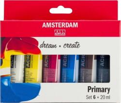 Amsterdam Relief Üveg színek készlete Primary 6 x 20 ml (17820500)