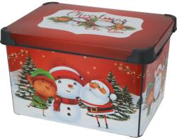 4-Home Christmas tárolódoboz fedéllel, 22 l, piros, 40x23x30cm, piros