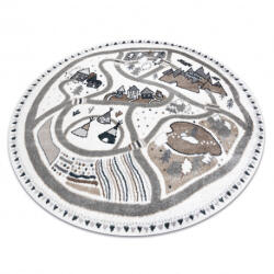 My carpet company My Carpet Company Fun Land Gyerekeknek, A Falu, Utcákon, Kör Krém Kör 100 cm Szőnyeg