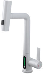 Welland FH-3428YA-5 mosogató smart csaptelep - kihúzható multifunkciós fej - vízhőfok kijelző (fehér)