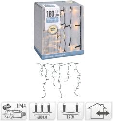  180 LED-es Jégcsap Kültéri-Beltéri Fényfüzér - Hálózati, Meleg Fehér, 6 méter Széles