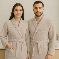 Pucioasa Halat baie gofrat unisex, bumbac 100%, XL/XXL, Bej