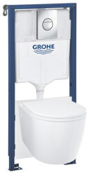 GROHE Solido Compact 5 az 1-ben WC-szett tartállyal, fali WC-vel, króm nyomólappal 103846SH00 (103846SH00) - szaniteronline