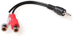 ACT 0.15m 2x RCA/3.5mm audio kábel 0, 15 M 2 x RCA Fekete (AK2026) - compzone