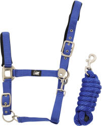 SUPREME Nylon kötőfék és fonott hosszúszíj ló számára Supreme nagyló kék