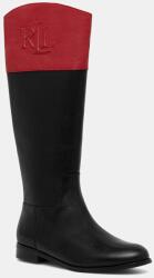 Lauren Ralph Lauren bőr csizma Justine II fekete, lapos talpú, 802980557001 - fekete Női 38.5