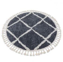 My carpet company My Carpet Company Berber Cross B5950 Kör Szürke/Fehér Rojt Shaggy Kör 160 cm Szőnyeg