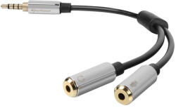 Sharkoon 0.12m, 3.5mm/2x3.5mm audio kábel 0, 12 M Fekete, Ezüst (4044951019632)