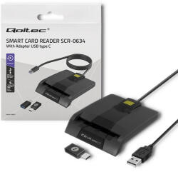 Qoltec 50634 Intelligent Smart ID chip card reader SCR-0634 | USB Type C (50634)