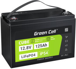 Green Cell Žalias Cell CUBE LiFePO4 125Ah 12, 8V 1600Wh liio geležies fosfato baterija kemperiui, sauls energijai, neprijungtai prie tinklo, laivui Lítium-vas-foszfát (LiFePo4) (LFPGC12V125AH)